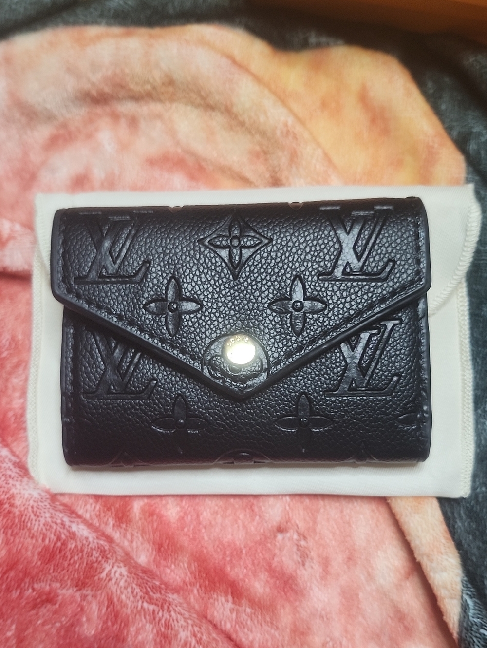 Fashion Black Embossed Monogram Card & Key Holder